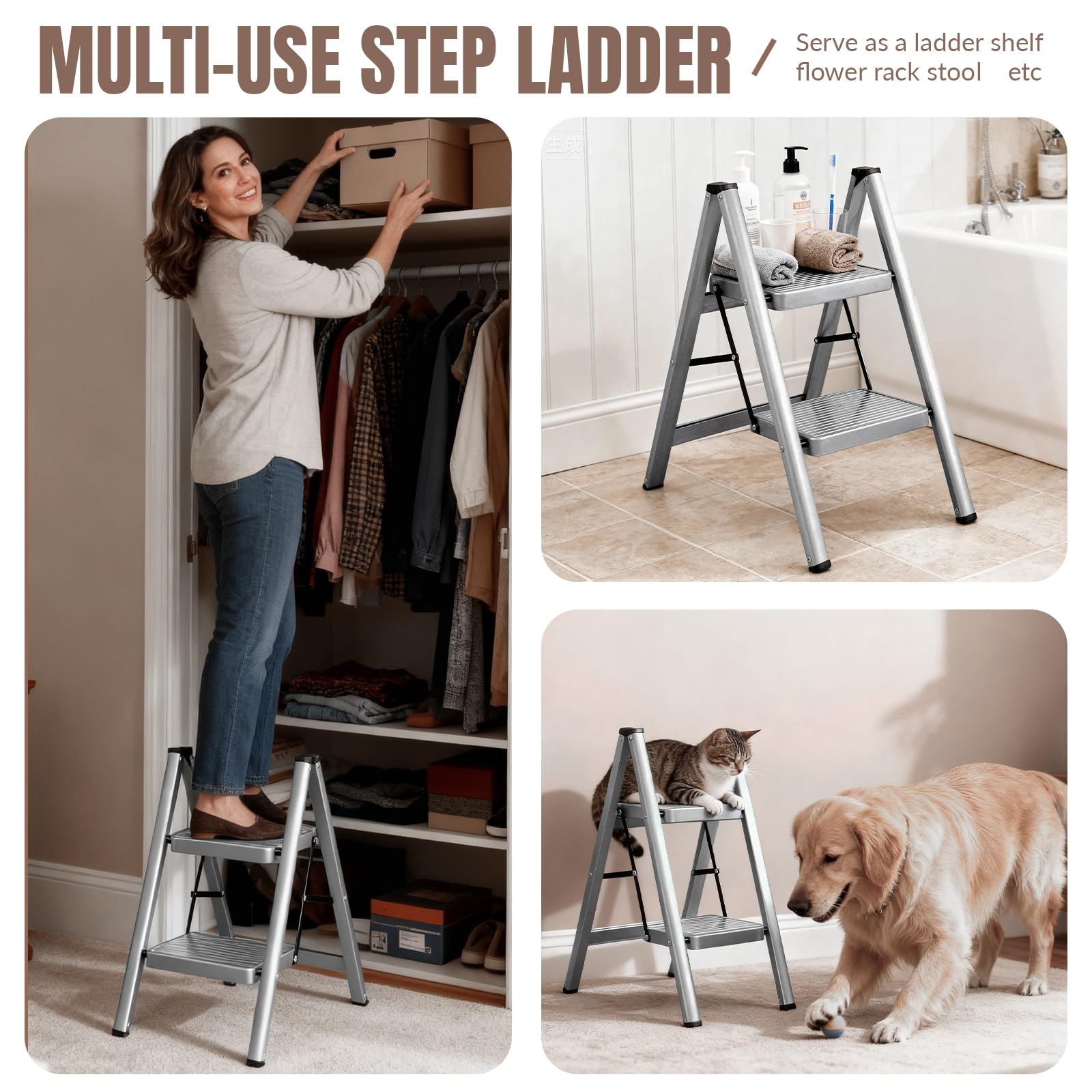 XinSunho ladder doubles as a shelf or pet stairs for versatility.