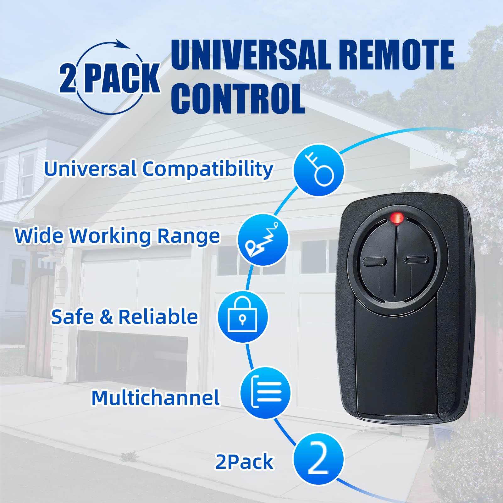 XINAXDE two-button remote layout for simple garage access setup