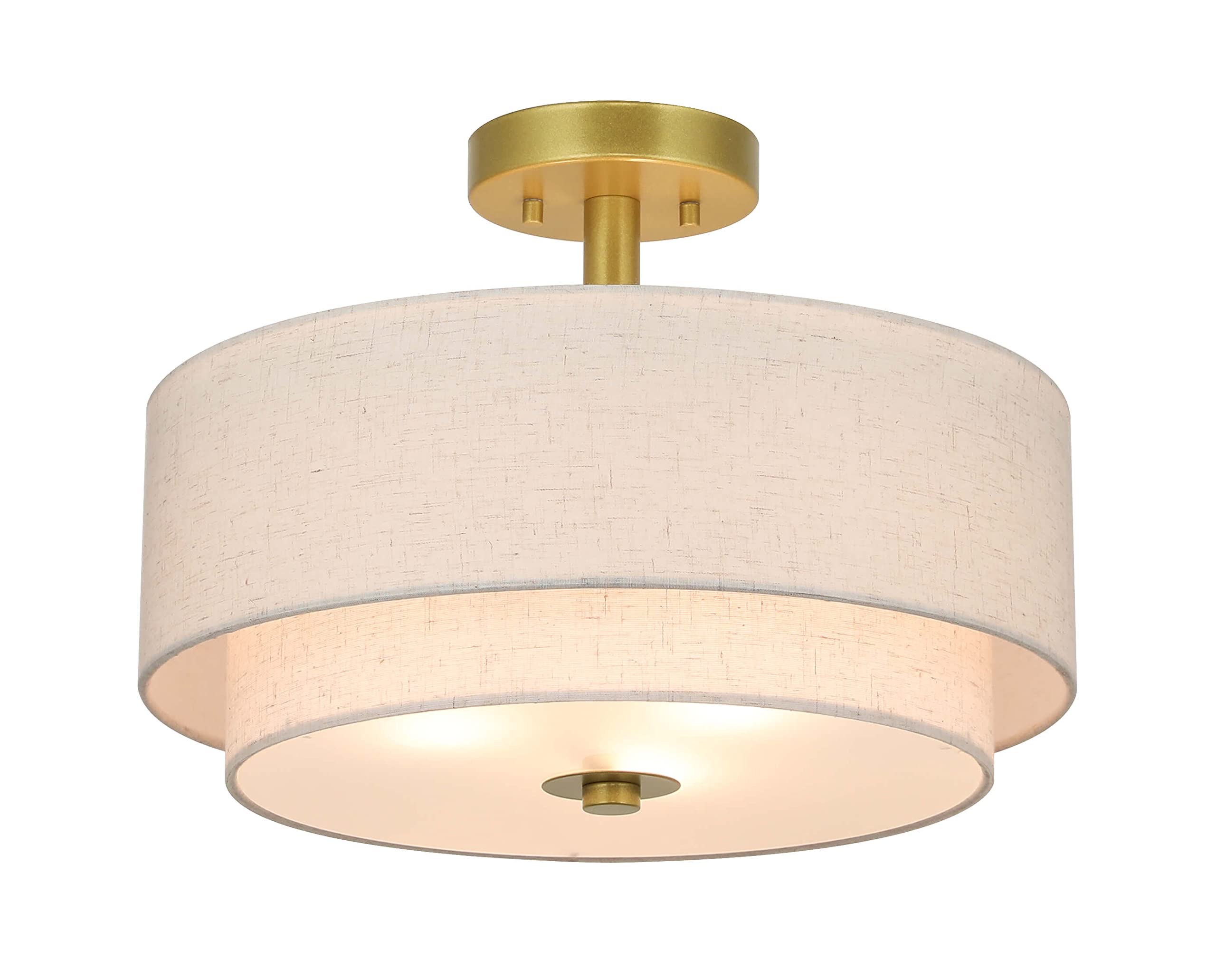 XiNBEi Lighting 3-light semi-flush drum shade in a warm living room scene