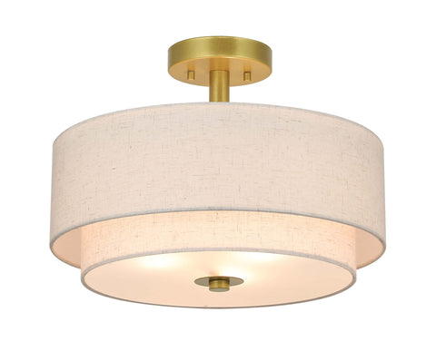 XiNBEi Lighting 3-light semi-flush drum shade in a warm living room scene