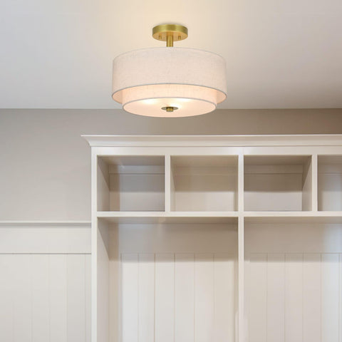 XiNBEi Lighting brass close-to-ceiling canopy with retro finish detail
