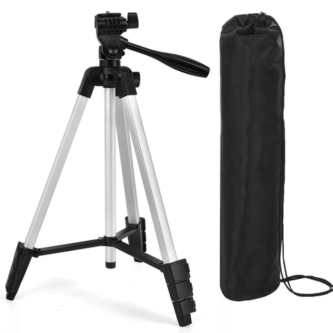 Xincere 55-inch laser level tripod with green bubble level for precise wall alignment.