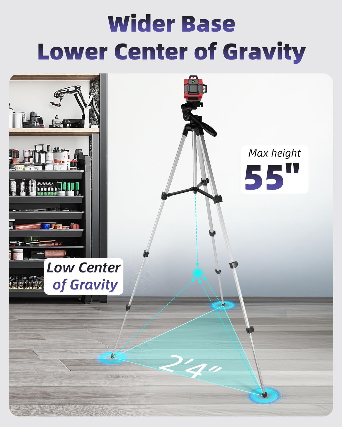 Xincere aluminum tripod base provides stable setup for outdoor fence installations.