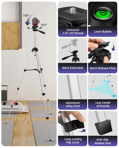 Xincere quick-release plate speeds setup for fast laser line leveling.