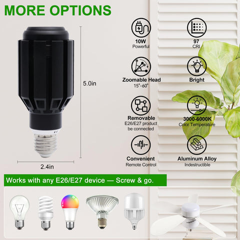 XINGLING adjustable height spotlight reaches tall art or plants.