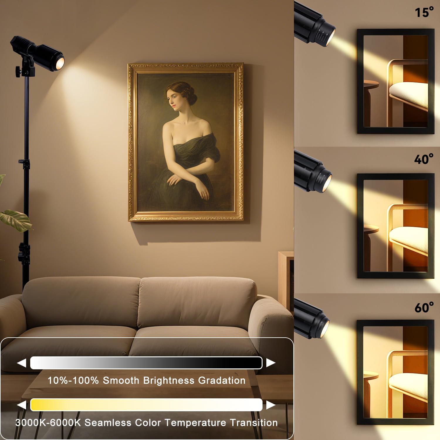 XINCLING spotlight remote control for easy color and brightness adjustment.