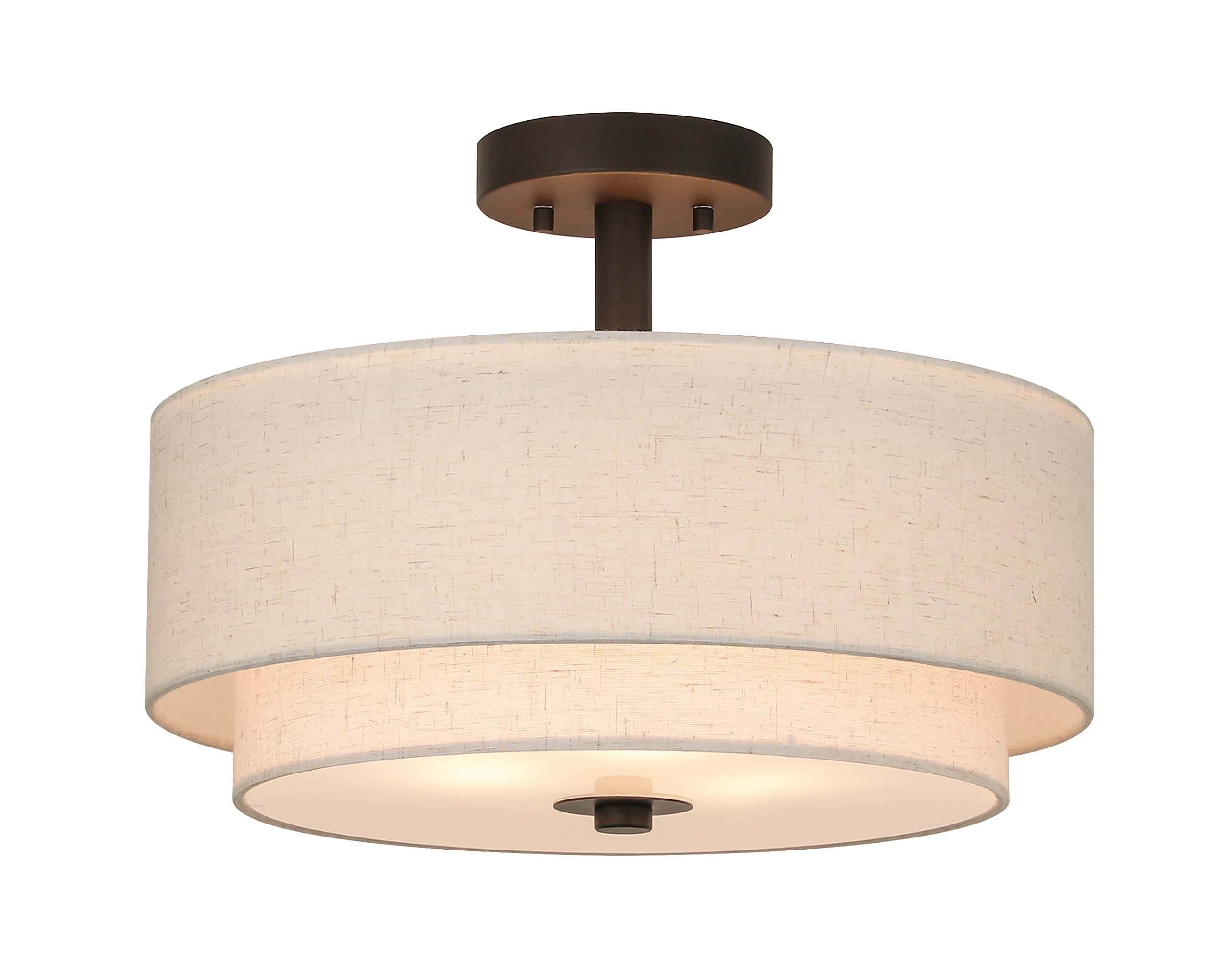 XiNBEi Lighting drum semi flush with three lamps creates a modern focal point