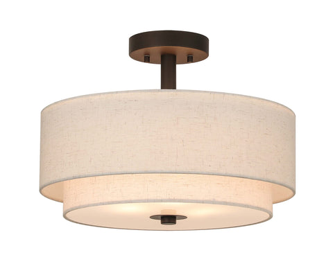 XiNBEi Lighting drum semi flush with three lamps creates a modern focal point