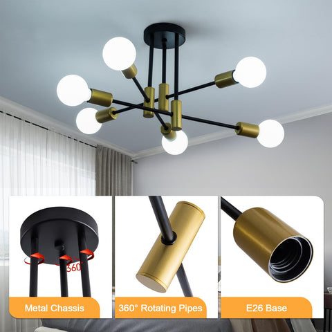 XINGSIYUELYX six-light design provides ample illumination for entertaining spaces.