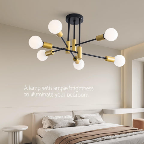 XINGSIYUELYX mid-century chandelier in black and gold elevates dining room lighting.