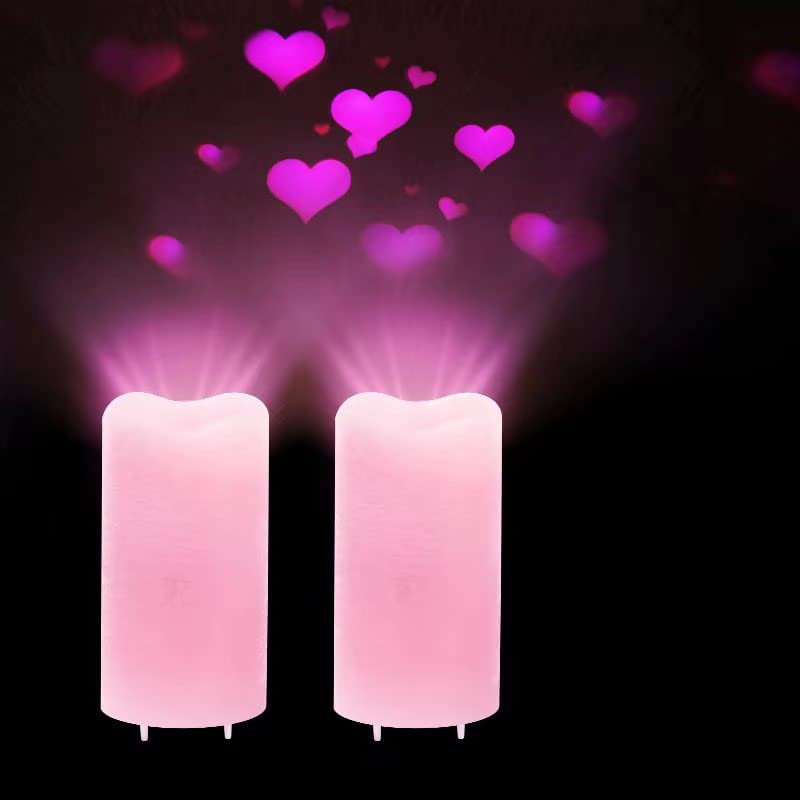XingsLight Valentines heart projector candle delivers pink heart patterns for romantic nights