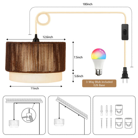 XINGZHI pendant light features 15ft cord and convenient on/off switch for placement