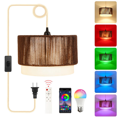 XINGZHI plug-in pendant light with woven shade creates warm ambience in any room