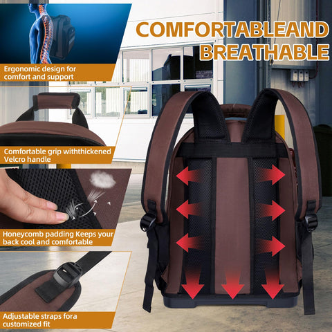 XINHESDEN tool backpack adjustable shoulder straps improve comfort during long shifts.