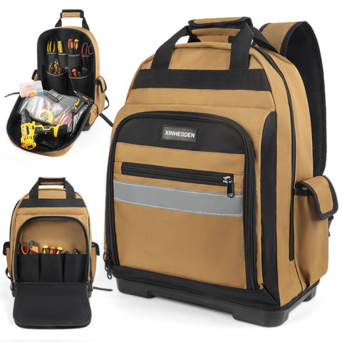 XINHESDEN tool backpack large main compartment enables quick tool access
