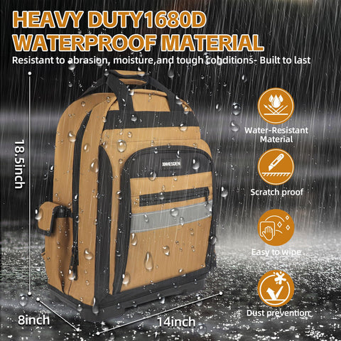 XINHESDEN tool backpack reflective front strips for better visibility