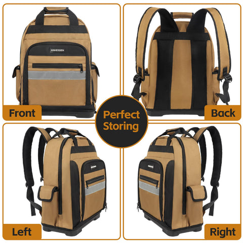 XINHESDEN tool backpack organized with 12 pockets and slots