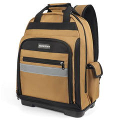 XINHESDEN tool backpack with waterproof moulded base keeps tools dry