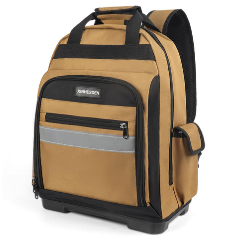 XINHESDEN tool backpack with waterproof moulded base keeps tools dry