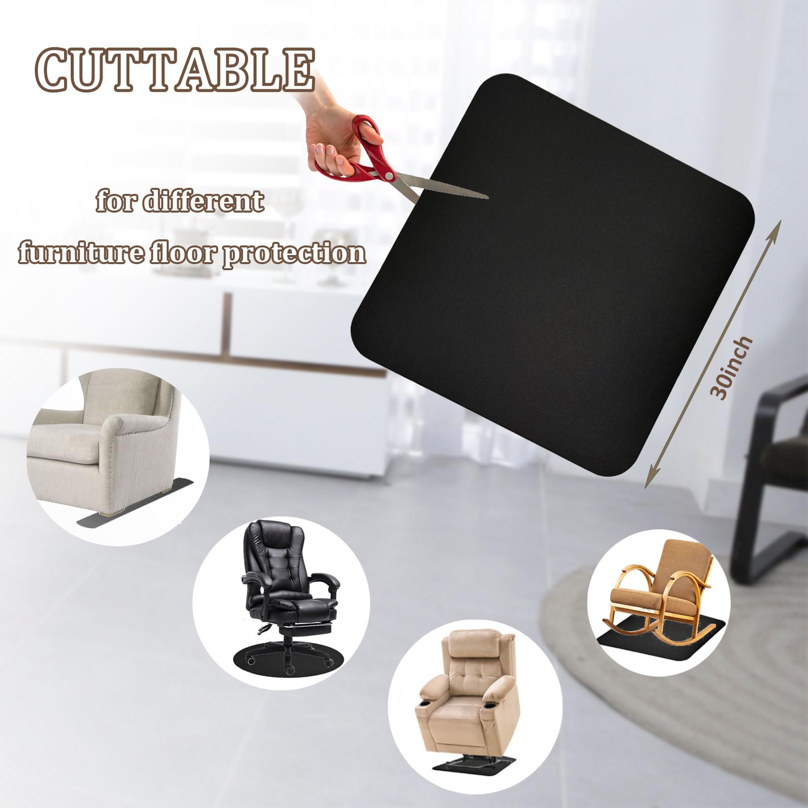 Xinhw floor protector placed under chair ensures easy setup and protection.