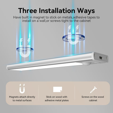 Xinp under-cabinet light magnetic installation for easy mounting options.