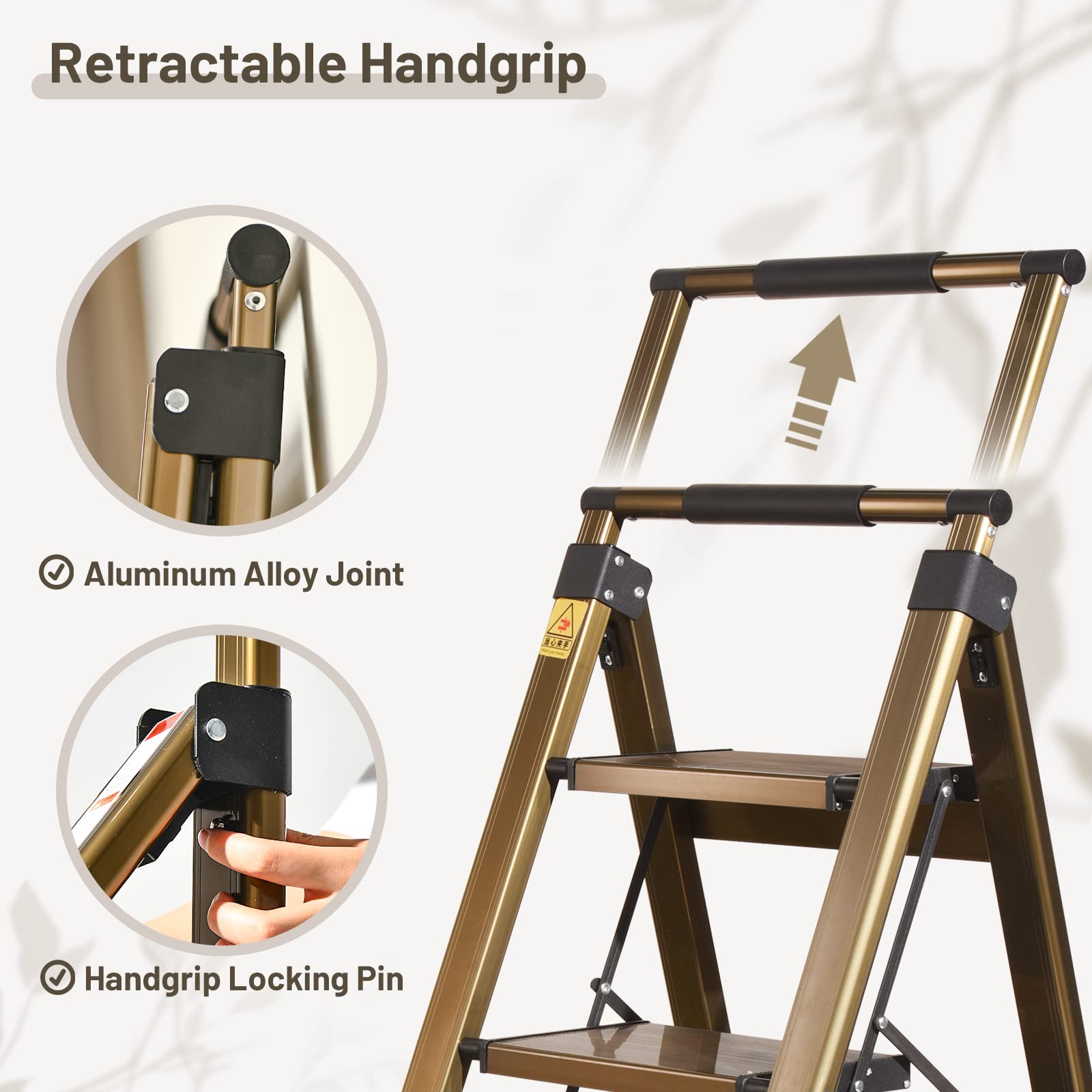XinSunho 4 step ladder folded for compact storage and portability