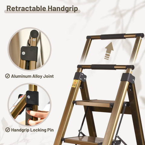 XinSunho 4 step ladder folded for compact storage and portability