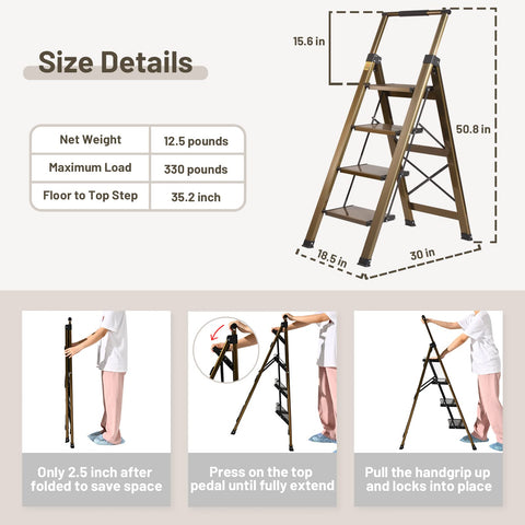 XinSunho 4 step ladder suitable for kitchen garage and office tasks