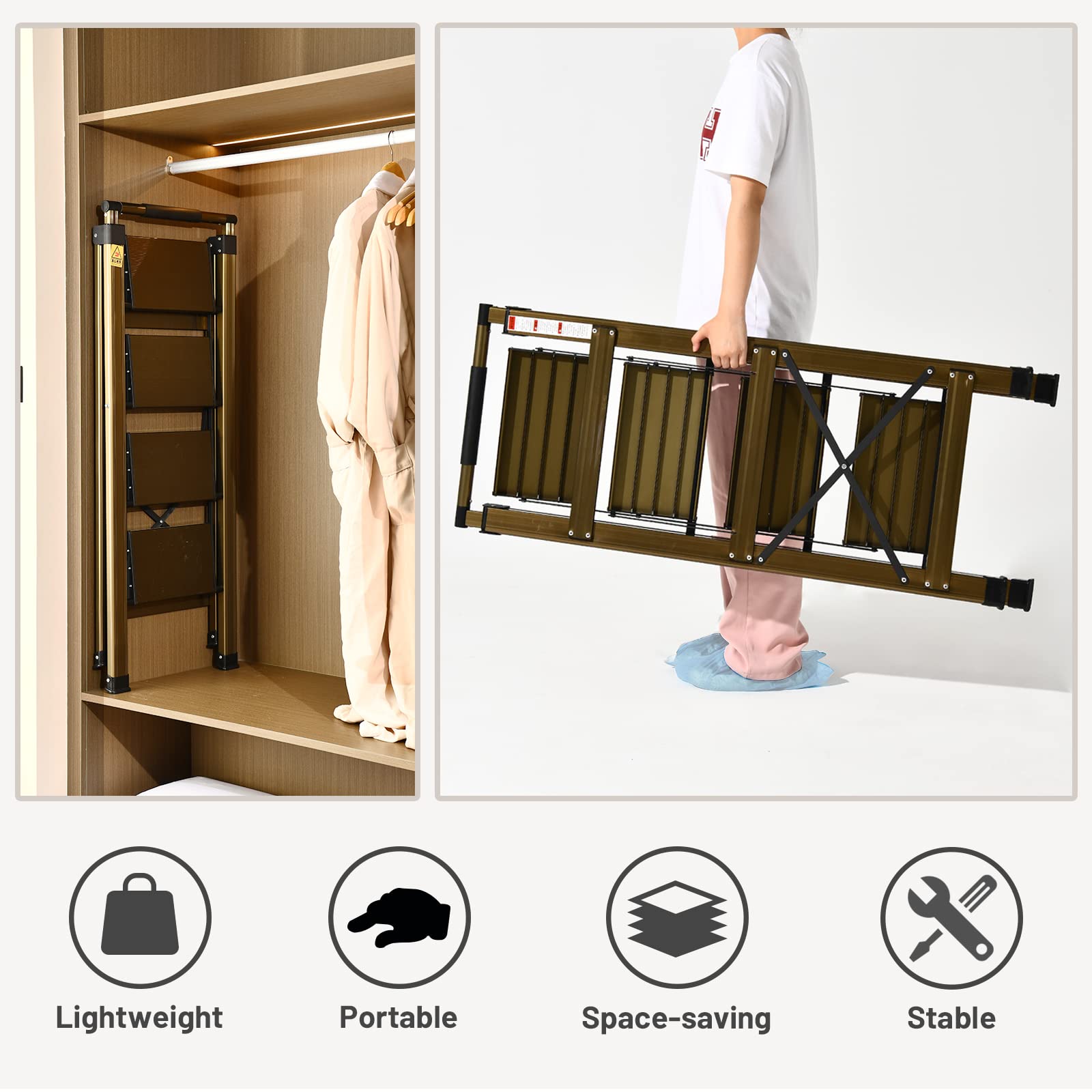 XinSunho 4 step ladder wide steps offer comfortable footing