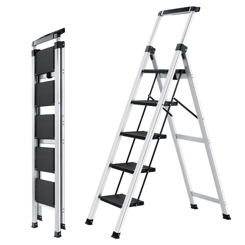 XinSunho 5-step ladder folded for compact storage.