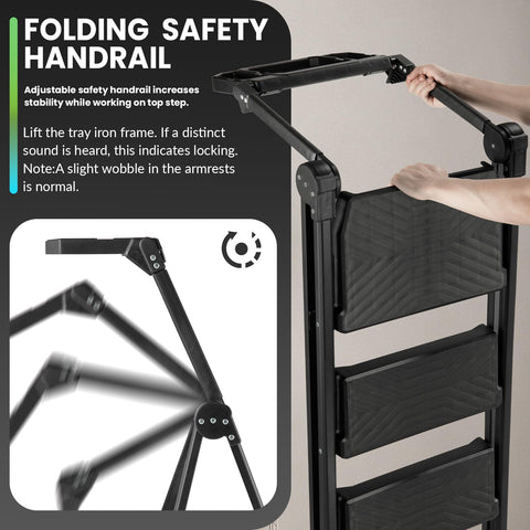 XinSunho ladder showing integrated tool tray for easy reach