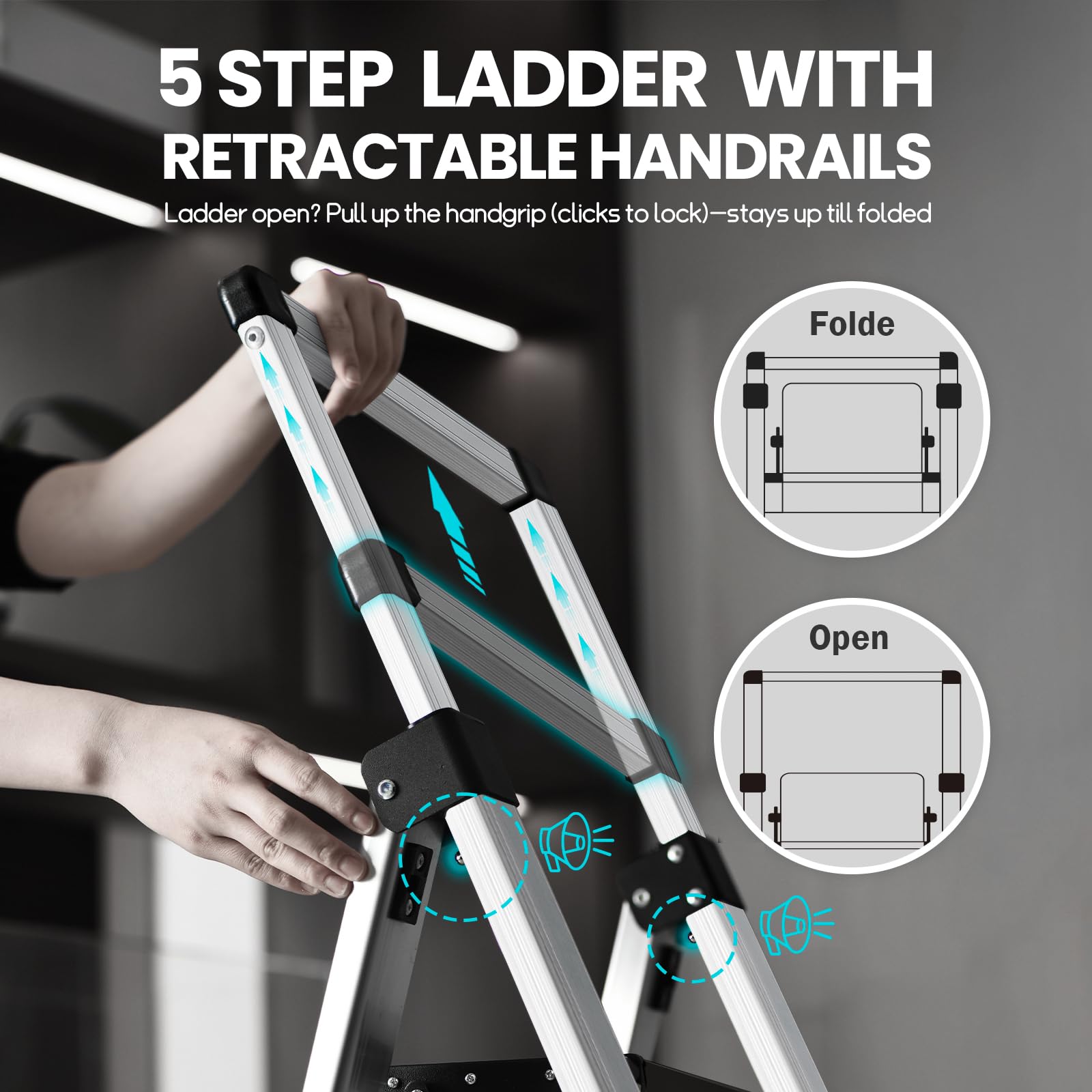 XinSunho four-step ladder with anti-slip steps for safe kitchen tasks