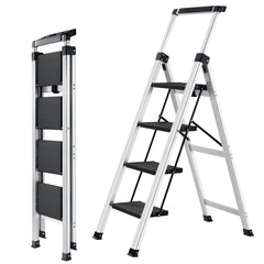 XinSunho four-step ladder with extended handrail for taller reach indoors