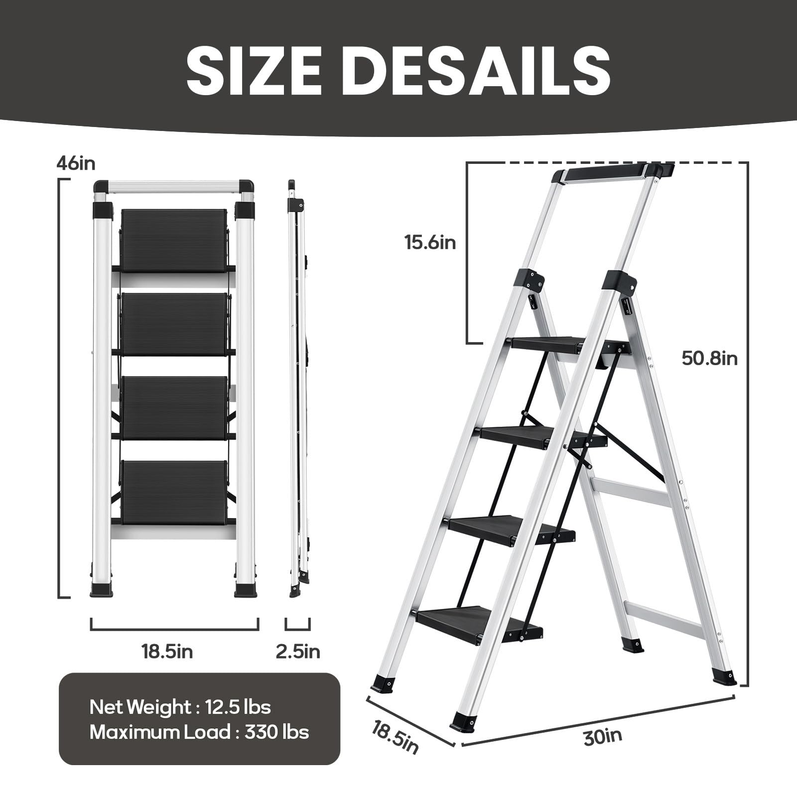 XinSunho four-step ladder folded compact for easy storage in small spaces