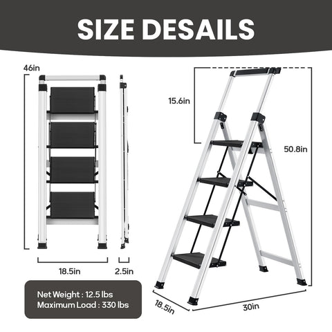 XinSunho four-step ladder folded compact for easy storage in small spaces