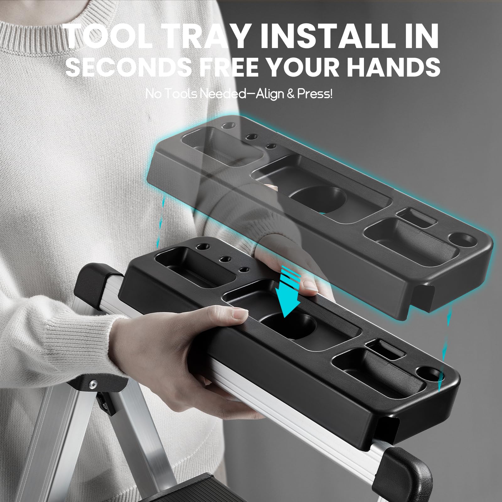 XinSunho four-step ladder with removable tool tray for quick setup
