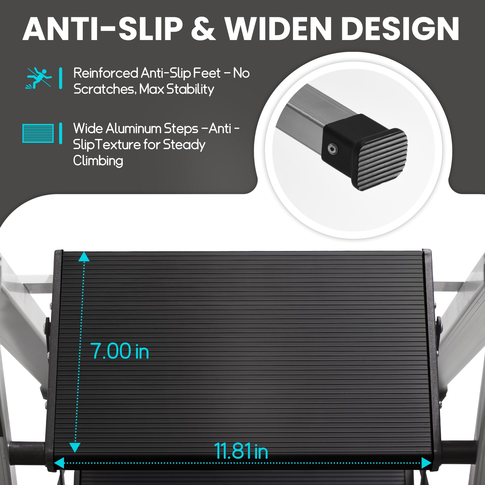 XinSunho ladder features safety lock and retractable handrail for space-saving storage