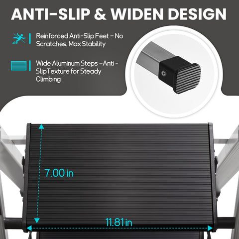 XinSunho ladder features safety lock and retractable handrail for space-saving storage