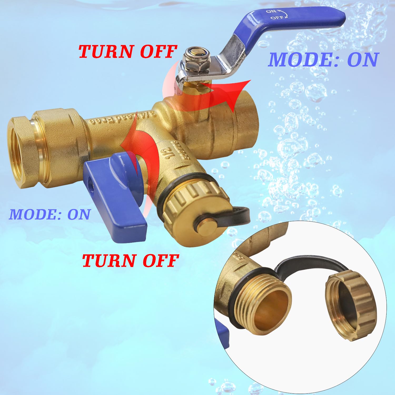 Xiny Tool drain valve with brass safety cap enables simple maintenance.
