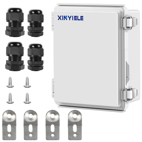 XINYIELE waterproof junction box outdoors with hinged cover for reliable protection.
