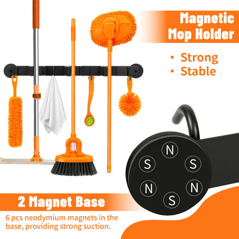 Xiuouix no-drill mop holder secures steel surfaces without screws