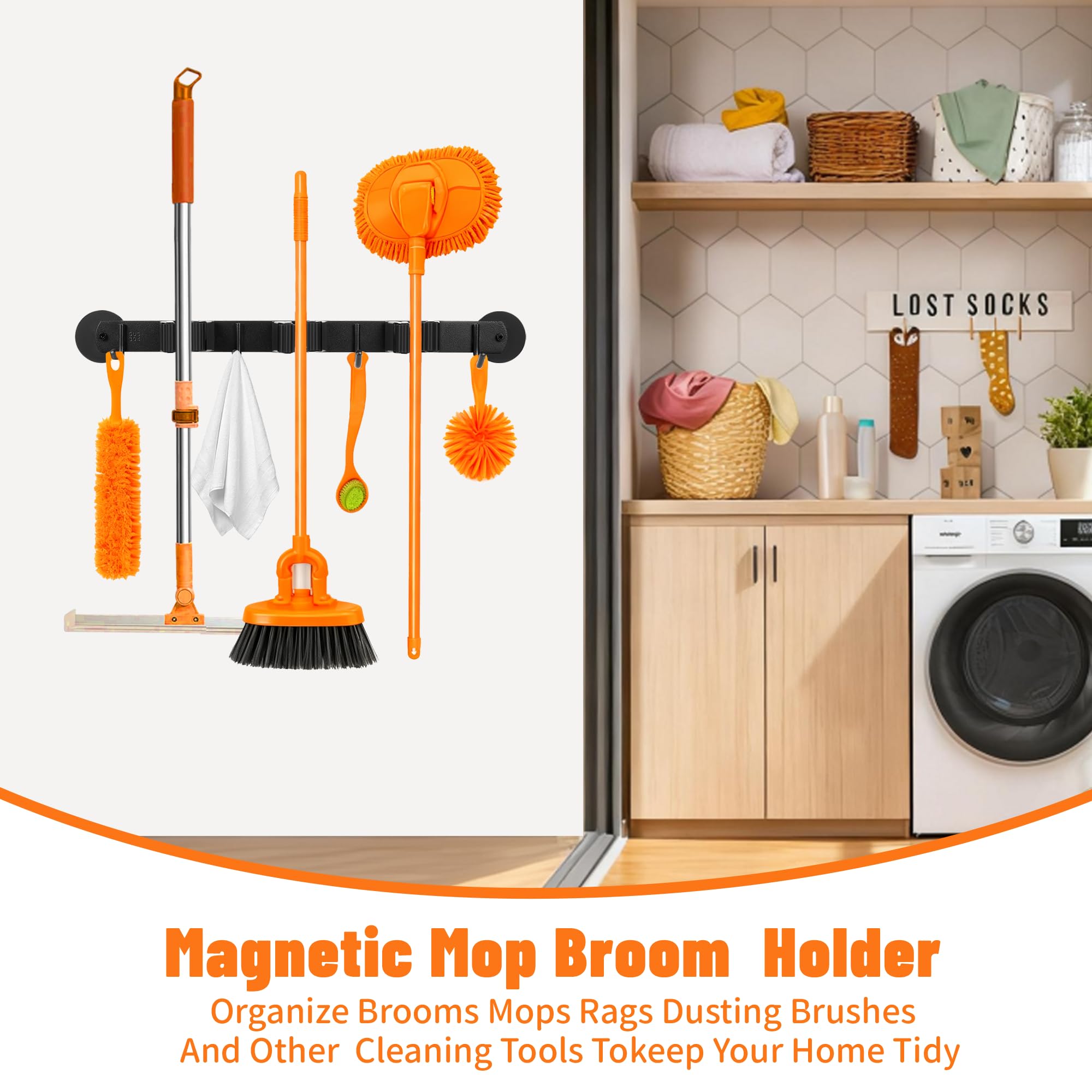 Xiuouix quick-release hooks grip wet mops and brooms securely