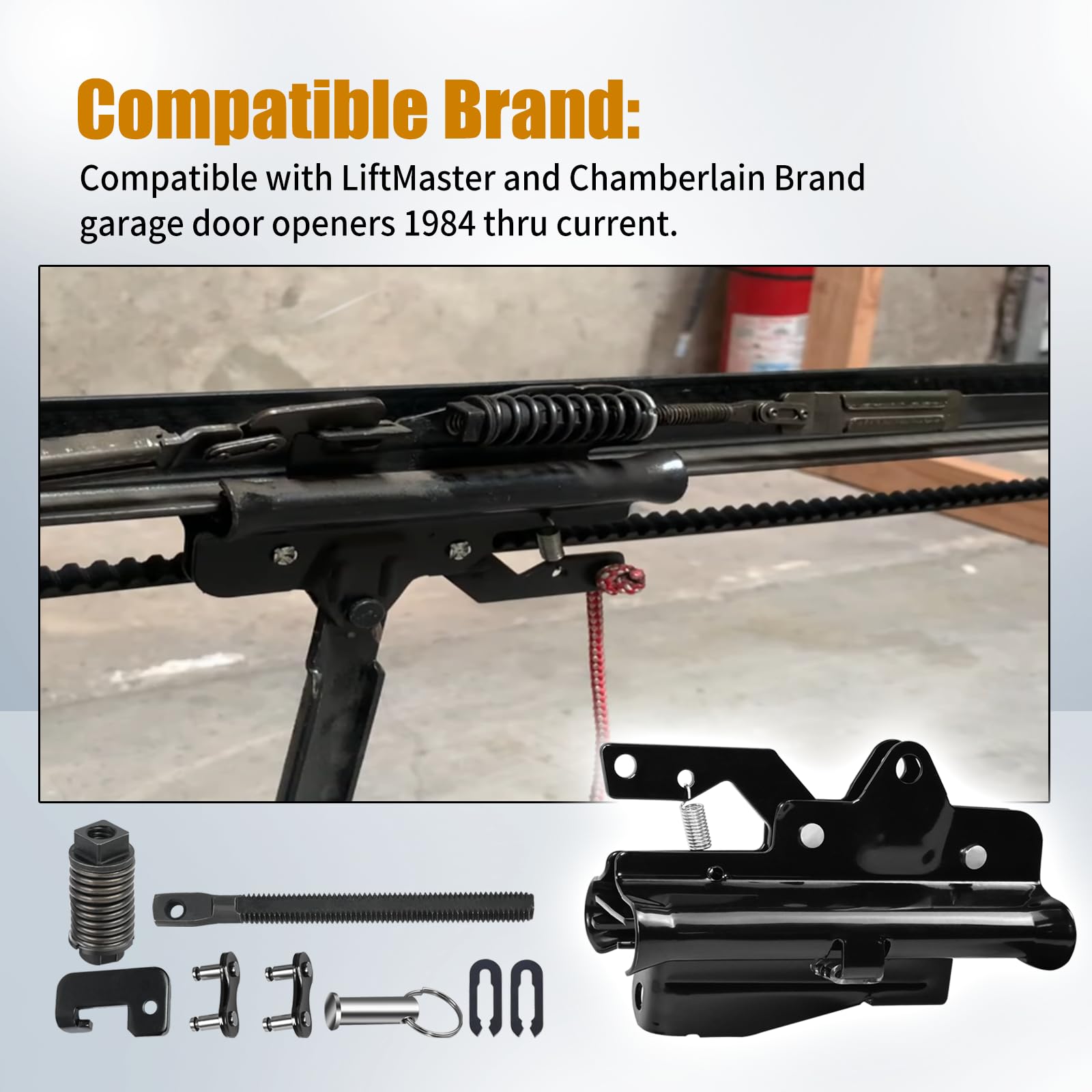 XJJ LiftMaster Chamberlain compatibility diagram shows broad fit.