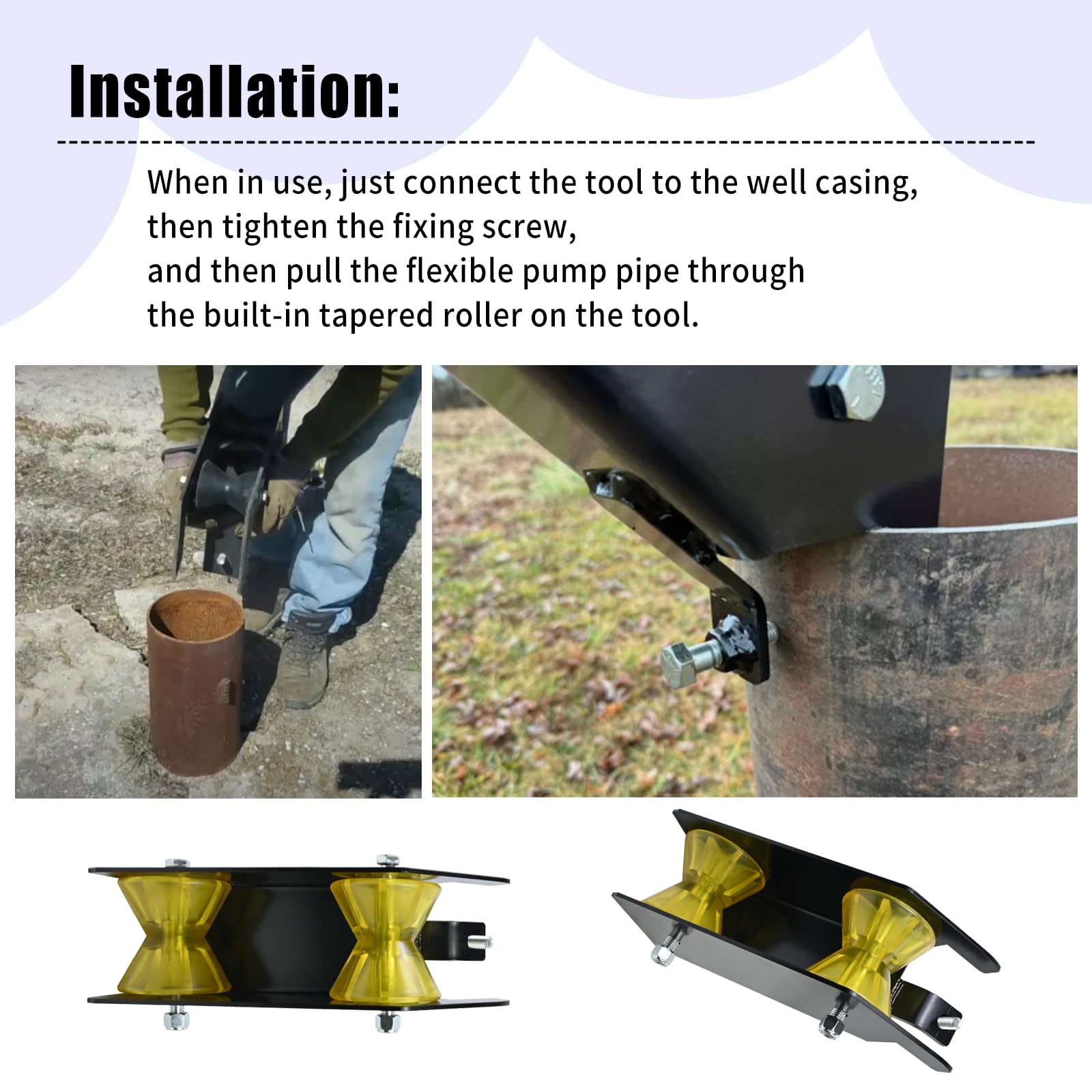 XJJ tool fitted on well casing shows simple setup and secure operation.