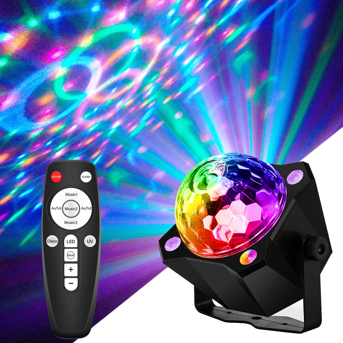 XJXTC sound-activated strobe light with disco ball kit for club-style party visuals.