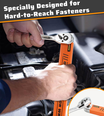 XKONE offset extension wrench displaying 3/8 drive adapter for automotive work