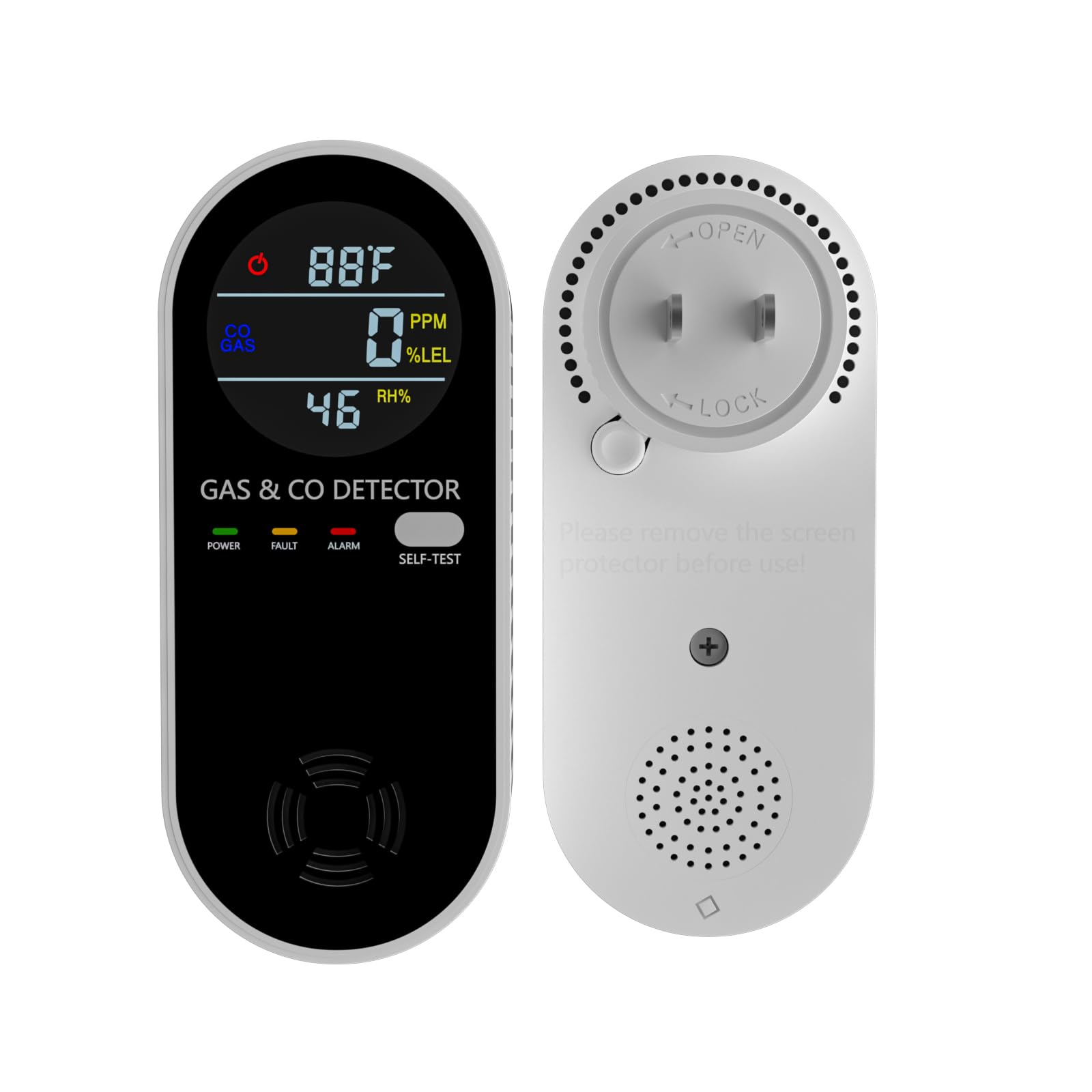 XLA Alert 4-in-1 detector front view with display and alarm.