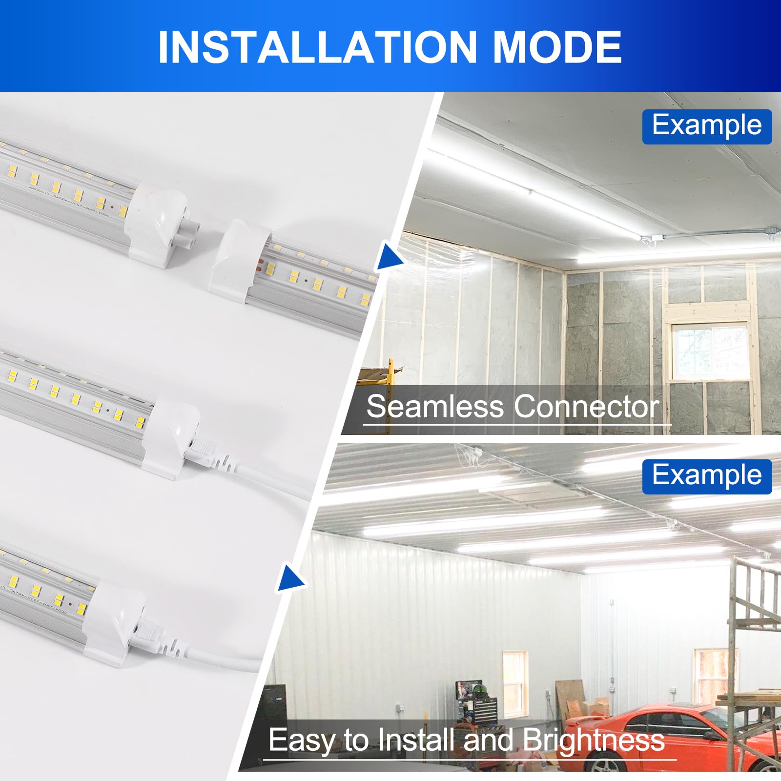 XLNYUUI LED shop lights 4ft double-row-led-chips for high efficiency.