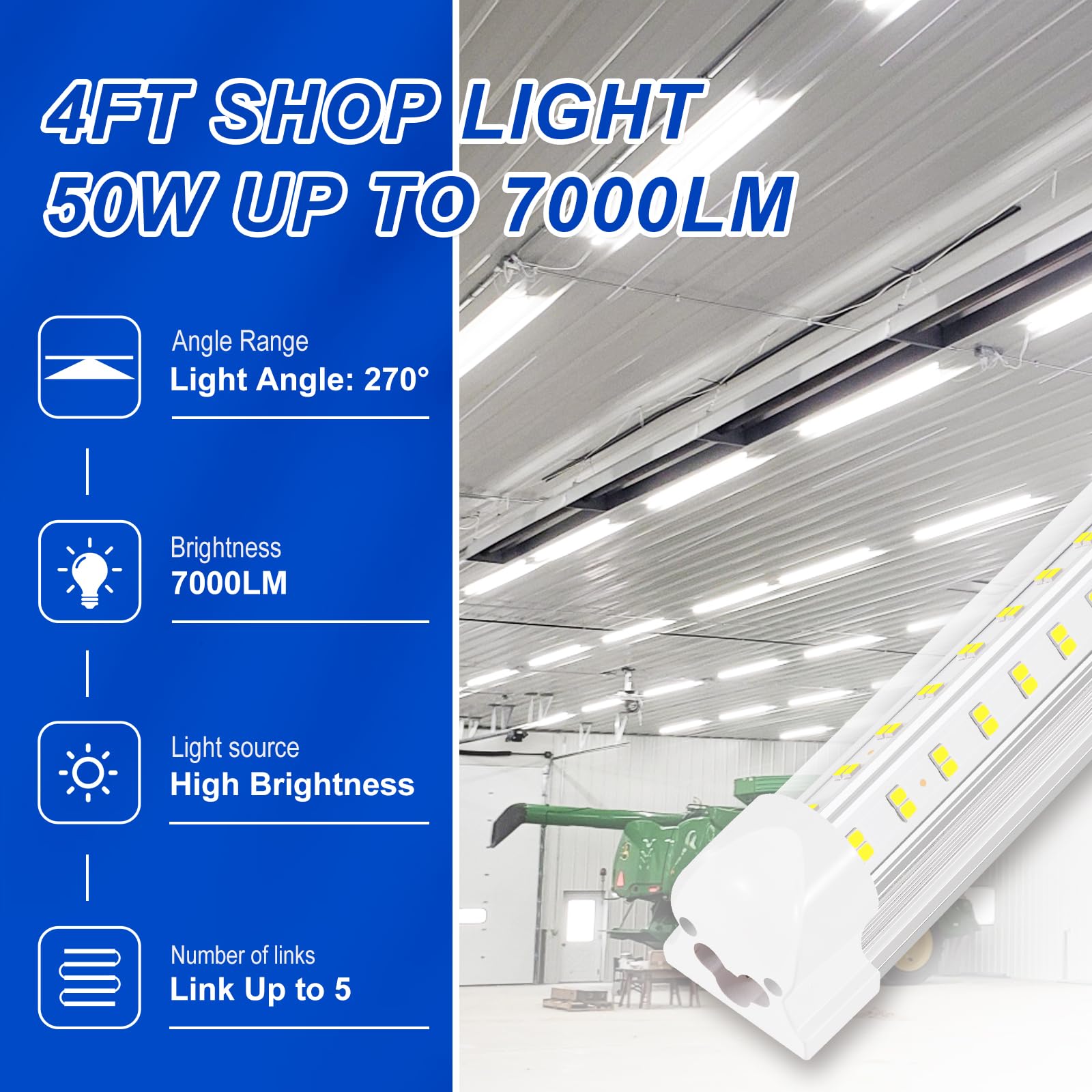 XLNYUUI Led Shop Lights easy plug-and-play installation setup