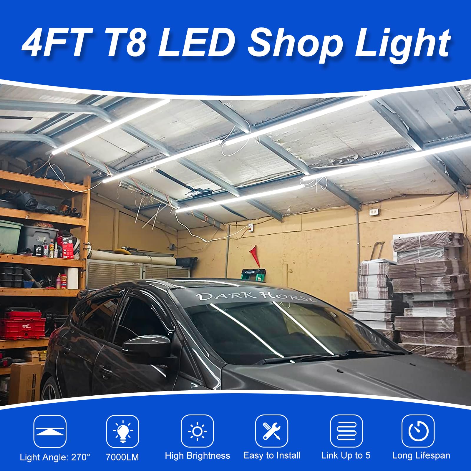 XLNYUUI Led Shop Lights V-shape design for even coverage across workbenches